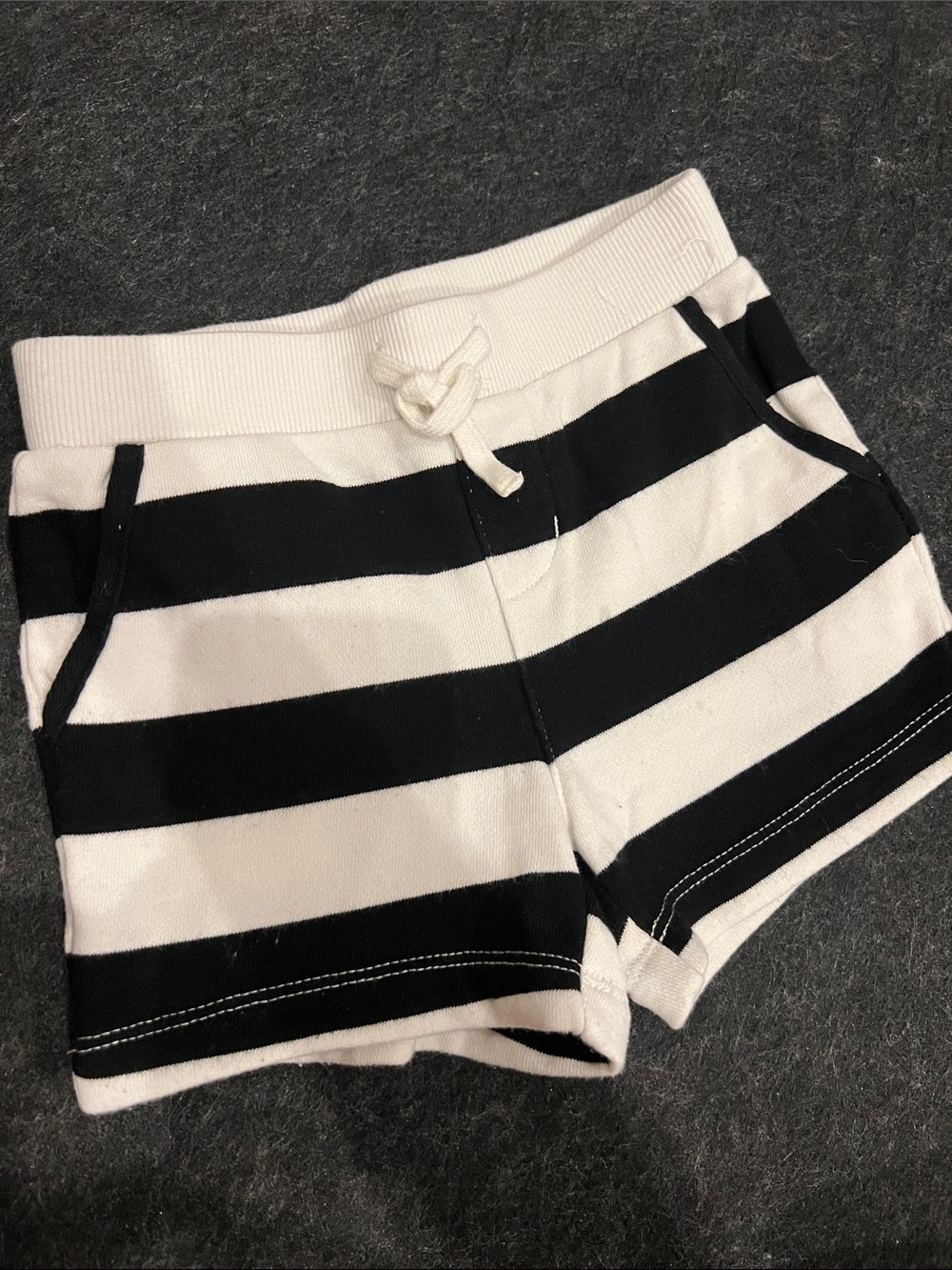 Janie and Jack Black and White Striped Athletic Shorts